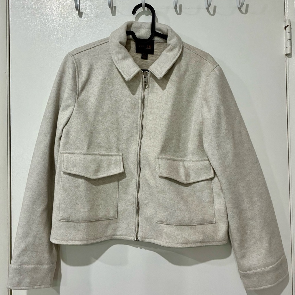 Heather Cream/Light Gray Cropped Jacket